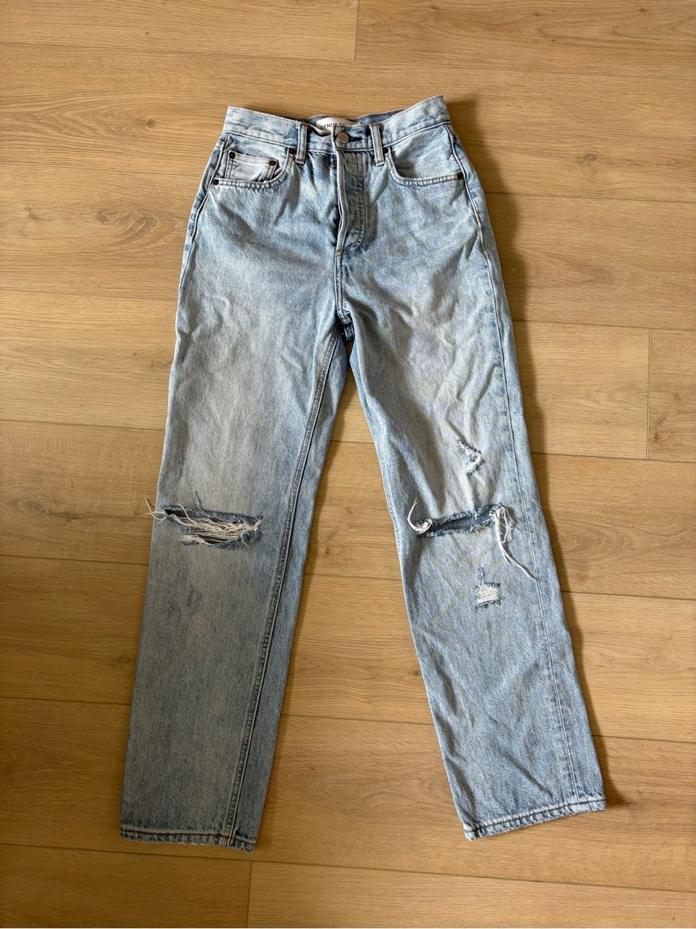 Denim Forum Light Wash Straight Leg Jeans